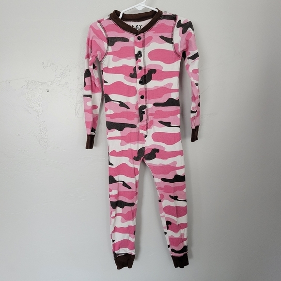 Lazy One Toddler Girl 4T Pink Camo One Piece Pajamas Deeriaire Bum Flap Deer - Picture 1 of 6